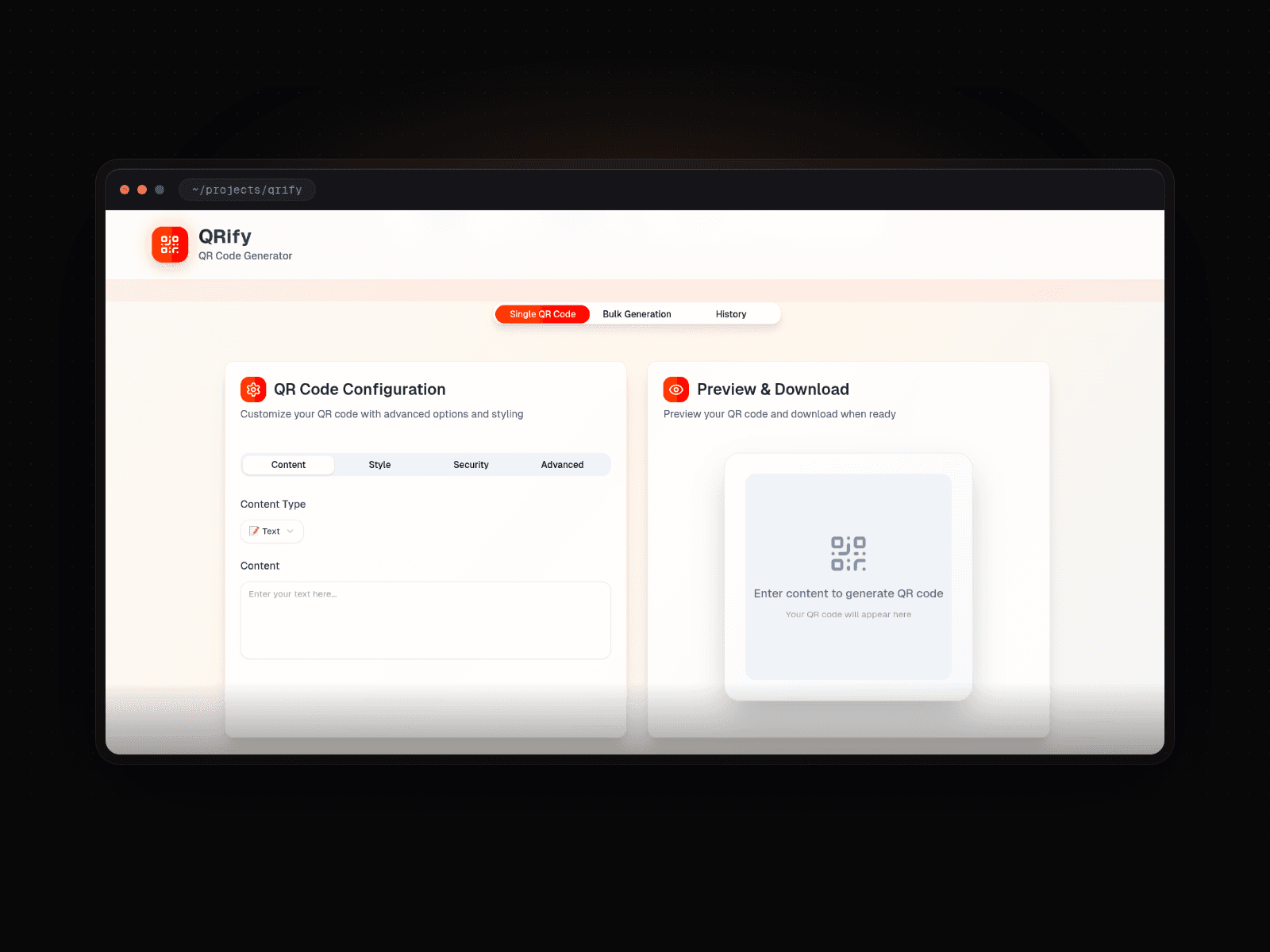 QRify, Web Application project thumbnail