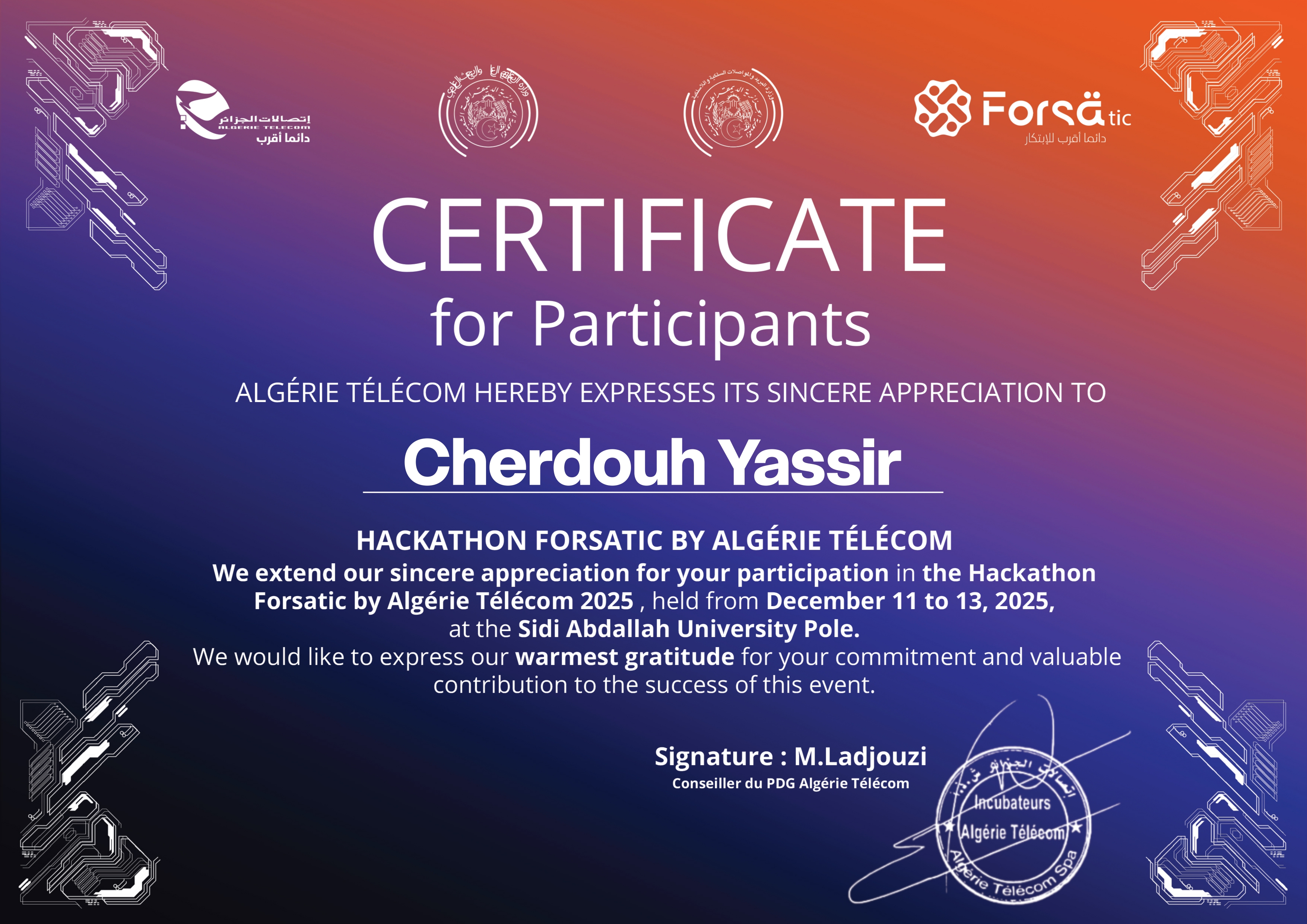 FORSAtic Hackathon certificate
